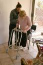 Jill & Tahlia ( Physio) doing sitting standing exercises with new frame