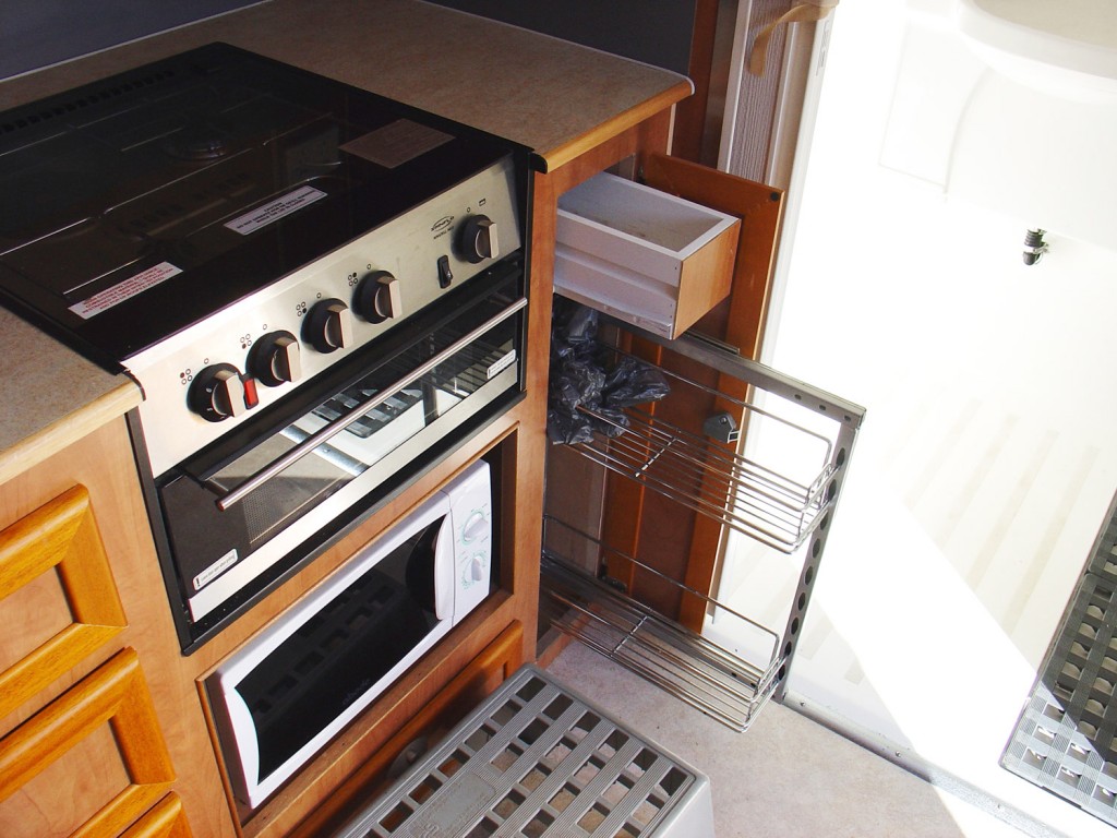 Stove, Microwave and Roll out Shelves